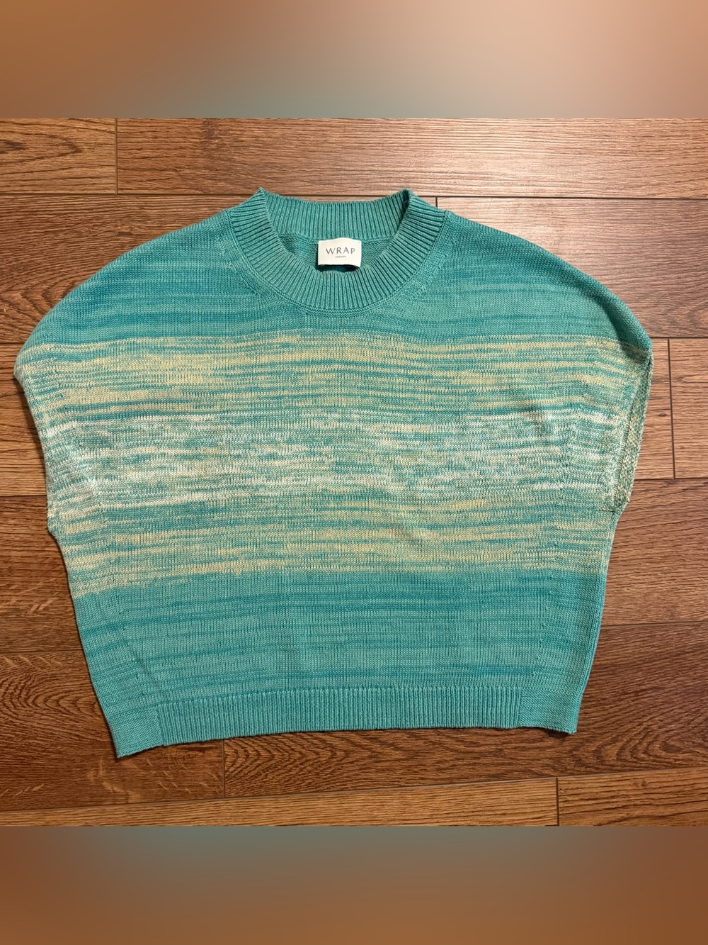 Wrap London Colorblock Batwing Organic Cotton Crewneck Cropped Summer Sweater